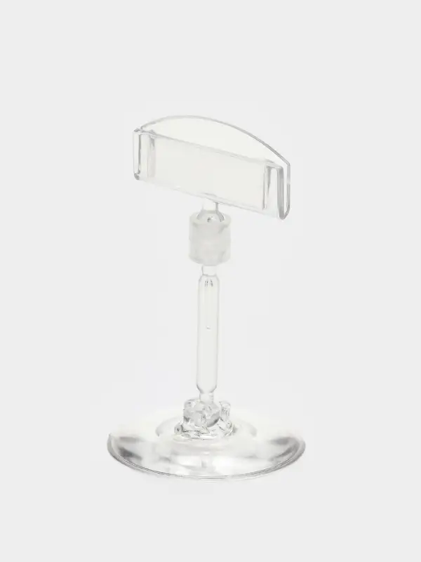 Ценникодержатель на круглой подставке, пластик, ножка 5 см, 5&times;5&times;8.5 см, прозрачный