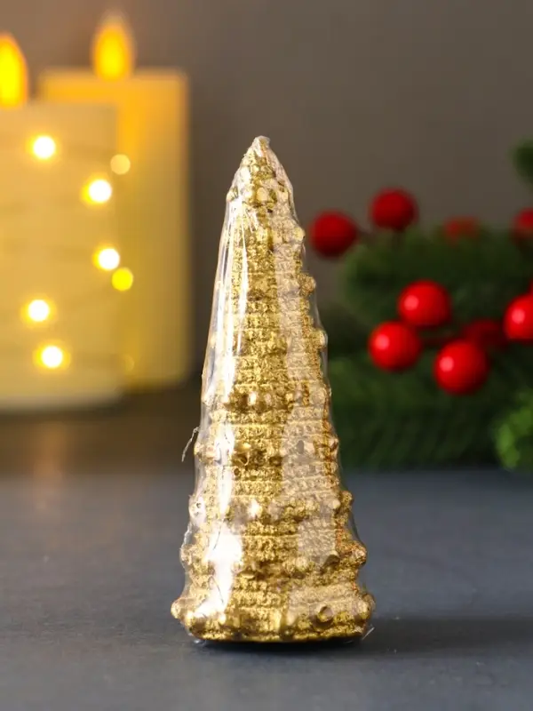 Свеча  Свеча "Ёлочка с шариками "45*102 мм, лак, золото