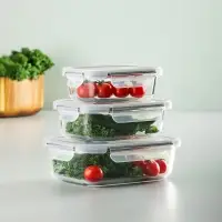 VETTA Набор контейнеров для продуктов на защелках 3пр, 370мл, 600мл, 1000мл, жаропрочное стекло