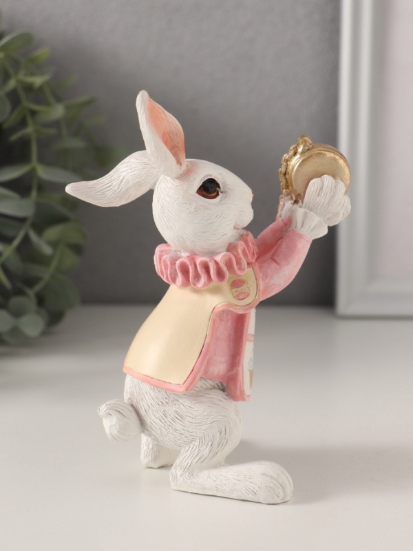 Сувенир полистоун Сувенир полистоун "Заяц с карманными часами, в розовом" 9,5х7,5х13 см