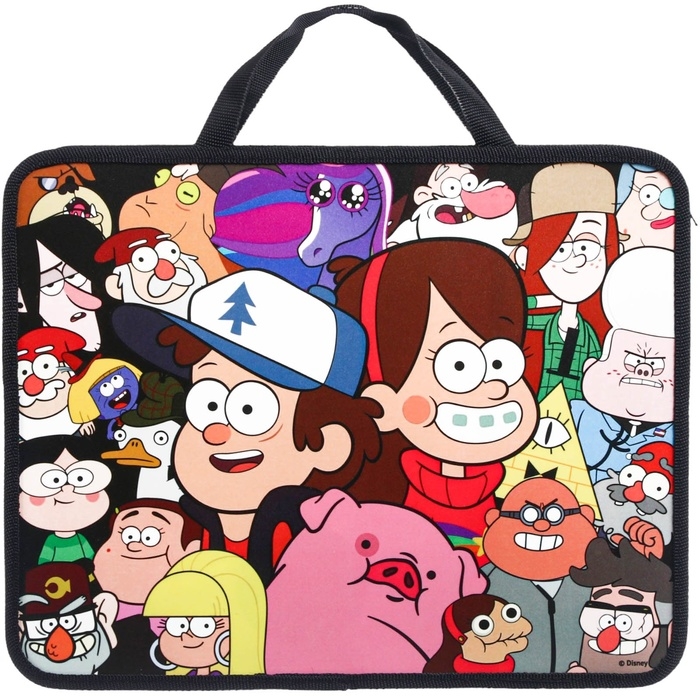 Папка пластиковая с ручками А4, на молнии, 75х330х260 мм, Гравити Фолз