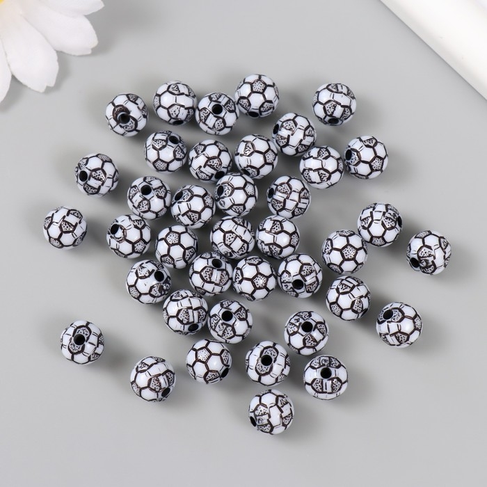 Бусины для творчества пластик Бусины для творчества пластик "Футбольный мячик" d=1 см набор 20 гр