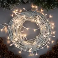 Гирлянда &laquo;Нить&raquo; 20 м, IP20, белая нить, 200 LED, свечение тёплое белое, 8 режимов, 220 В