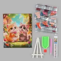Алмазная мозаика &laquo; Котики с цветами&raquo; 21&times;25 см, с мольбертом