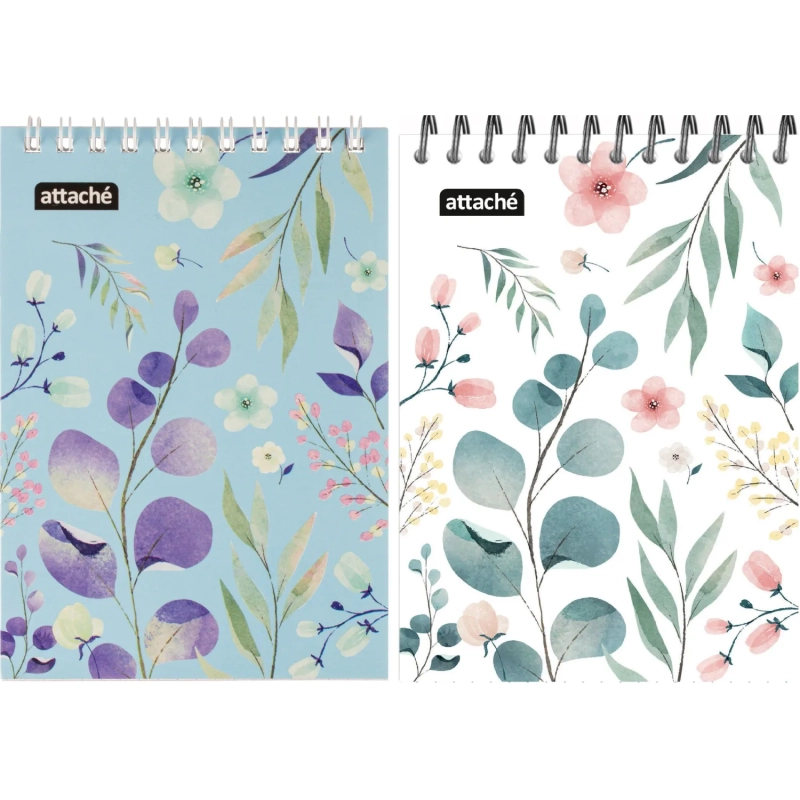 Блокнот А6,40л,клетка,гребень Цветы,в ассорт