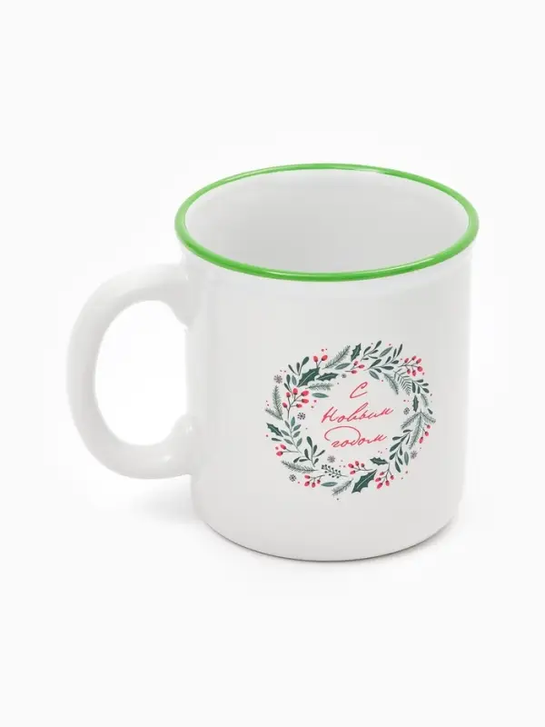Кружка чайная новогодняя &laquo;Новогодний венок&raquo;, 340 мл