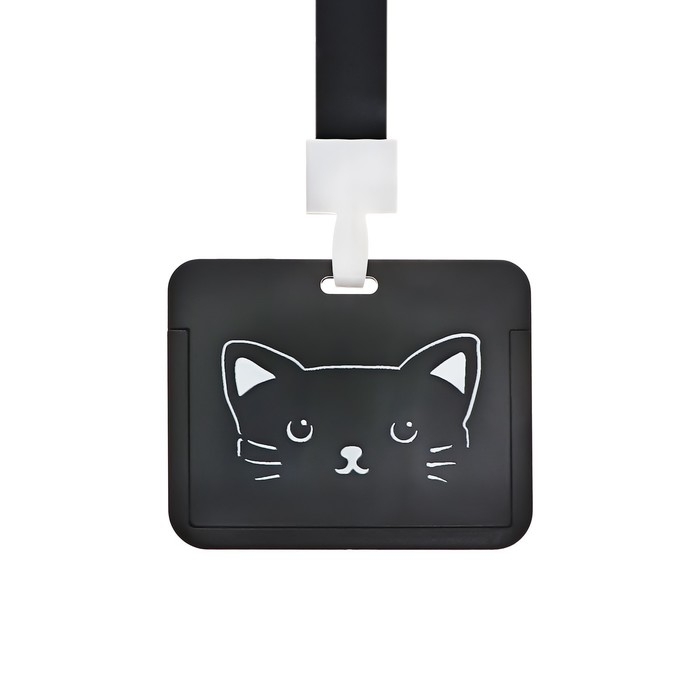 Бейдж горизонтальный, внешний 100 х 80мм, внутренний 52 х 82мм, лента 42 см, Кот Бейдж горизонтальный, внешний 100 х 80мм, внутренний 52 х 82мм, лента 42 см, Кот