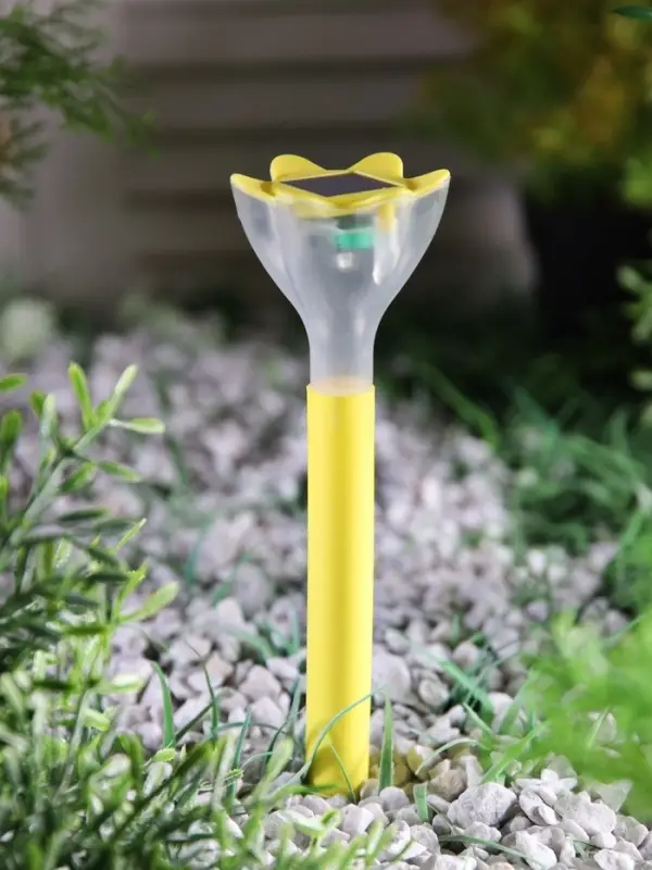 Садовый светильник &laquo;Цветок жёлтый&raquo;, уличный, на солнечной батарее, 6&times;29&times;6 см, 1 LED, свечение белое