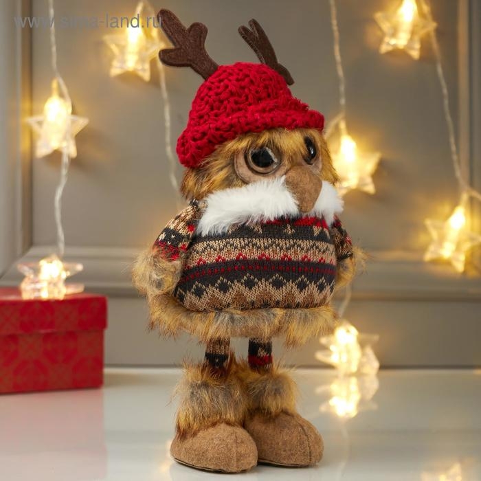 Кукла интерьерная Кукла интерьерная "Совушка в шапочке с рожками и в платье" 26х10х12 см