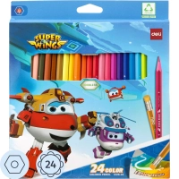 Карандаши цветные Deli Super Wings EC126-24, 24 цв/наб, 6-гранные, пластик