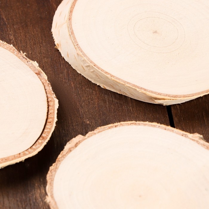 Набор из спилов дерева, 6,5х6 см +/-2см, 10 шт Набор из спилов дерева, 6,5х6 см +/-2см, 10 шт