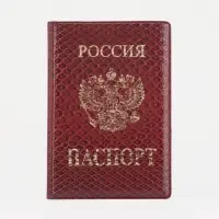 Обложка для паспорта, золотистое тиснение, искусственная кожа, бордовая