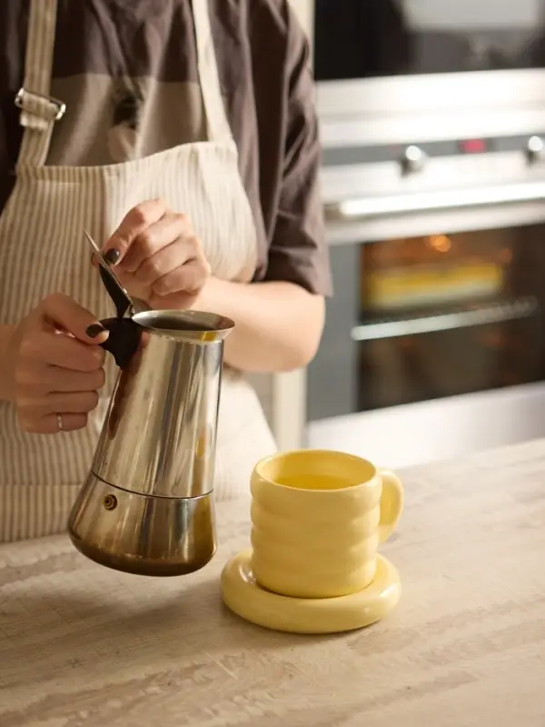 Чайная пара Доляна &laquo;Зефир&raquo;, 350 мл, керамика, жёлтая