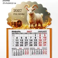 Календарь 2027, на магните, моно &laquo;Золотой козел&raquo;