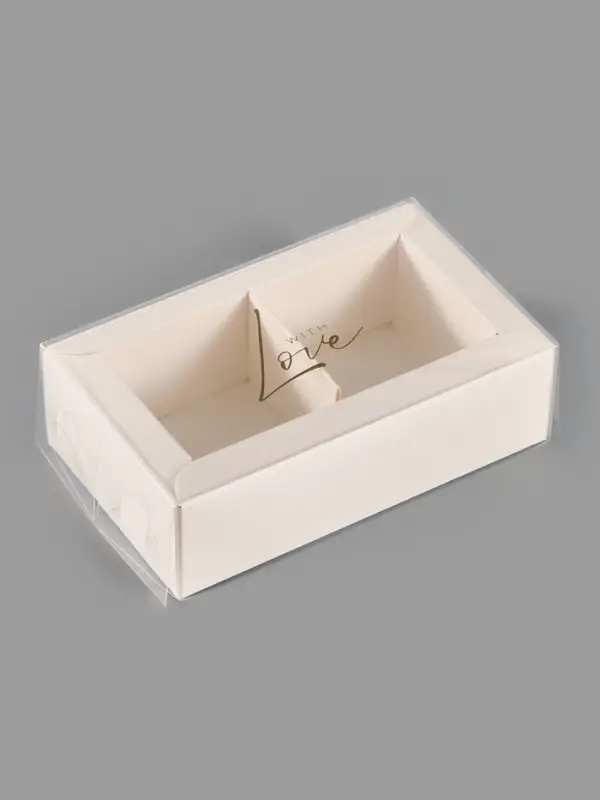 Коробка для 2 конфет с ячейками With love, 10&times;6&times;3 см