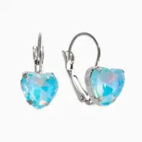 Серьги "Сердечки" лунные, цвет голубой в серебре