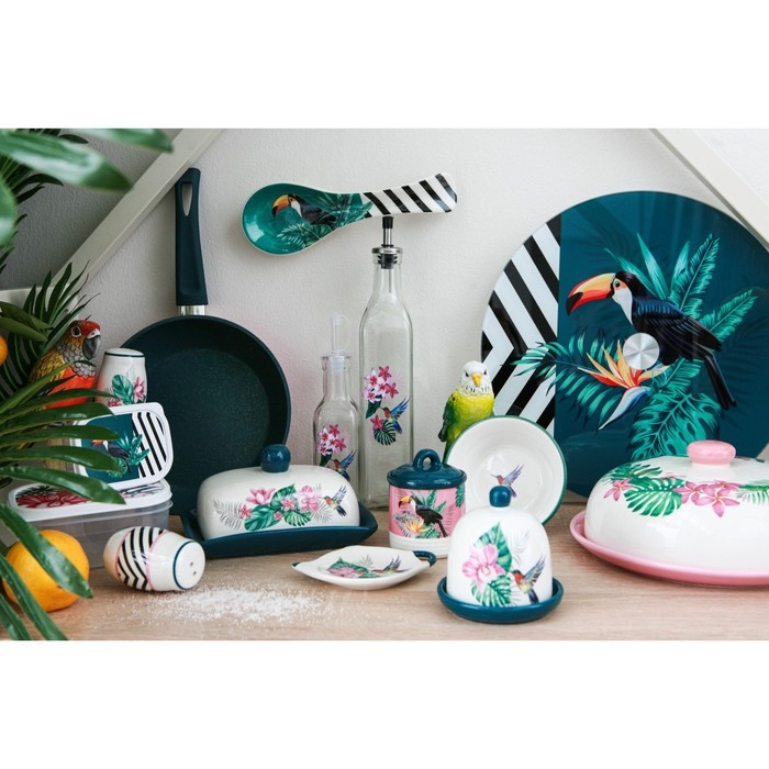 Подставка стеклянная для торта вращающаяся Доляна «Тропики», d=32 см ㅤ Подставка стеклянная для торта вращающаяся Доляна «Тропики», d=32 см ㅤ