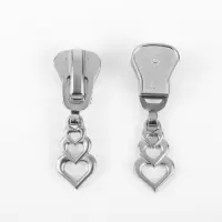 Бегунок для молнии &laquo;Трактор&raquo;, №8, &laquo;Сердца&raquo;, 10 шт., цвет никель