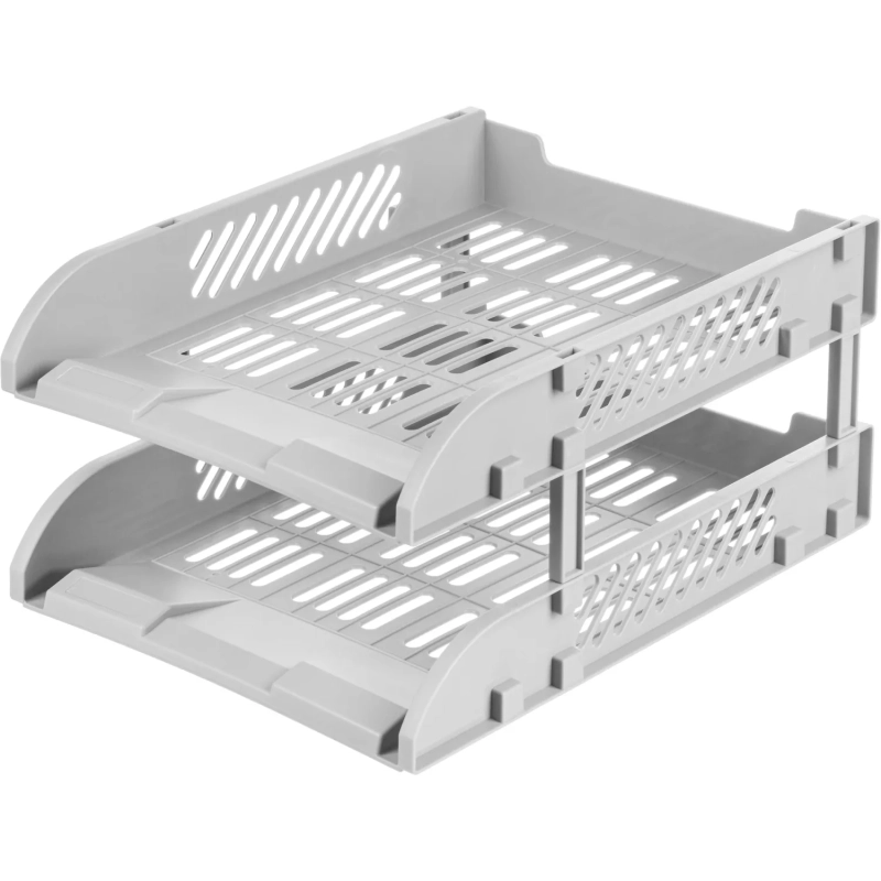 Лоток горизонтальный для бумаг Deli E9212, 2шт/наб, 325x241x155мм,пласт,сер