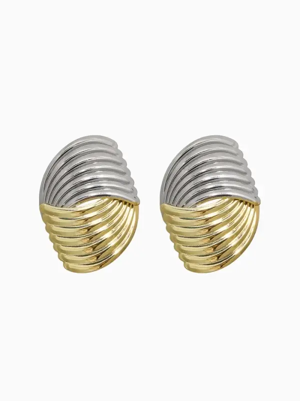 Серьги металл Серьги металл "Тренд" плетение, цвет золото с серебром