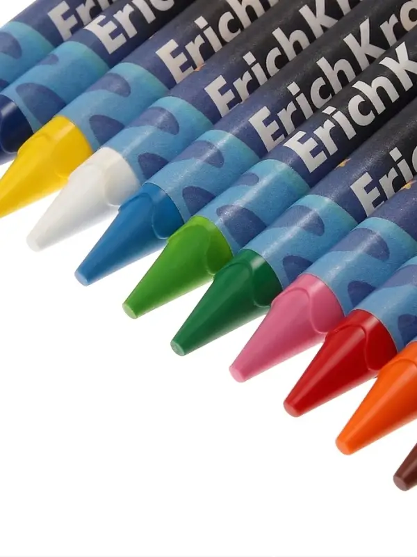 Восковые мелки 12 цветов, ErichKrause Kids Space Animals, трёхгранные