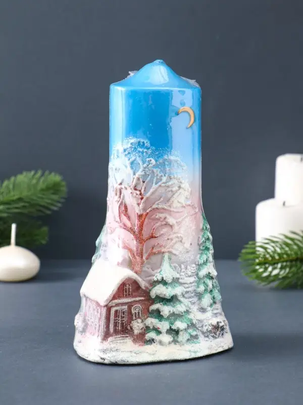 Свеча фигурная "Зимний пейзаж" 9,5х7х17 см