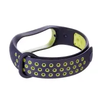 Ремешок для фитнес-браслета Mi Band 5/6/7 Luazon, с перфорацией, чёрный, зелёный