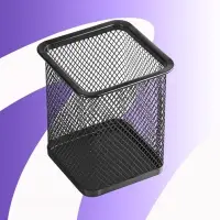 Стакан для ручек, квадратный, металлическая сетка, чёрный