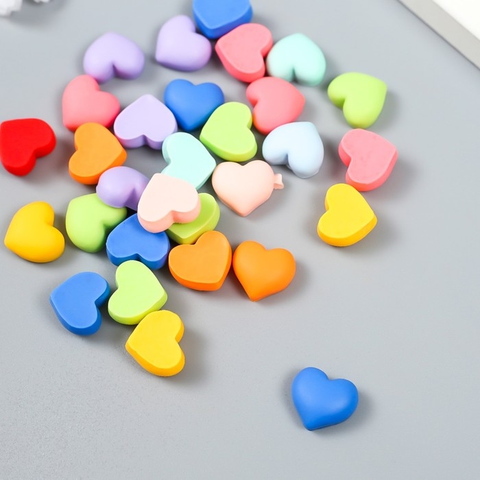 Декор для творчества пластик Декор для творчества пластик "Матовое сердечко" набор 30 шт МИКС 0,6х1,2х1,3 см