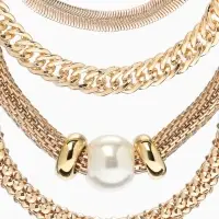 Браслет "Стиль" (набор 3шт) плетение, звенья, цвет белый в золоте