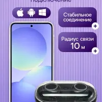 Наушники беспроводные Luazon VBT 1.20, вакуумные, Bluetooth 5.0, 40/300 мАч, чёрные