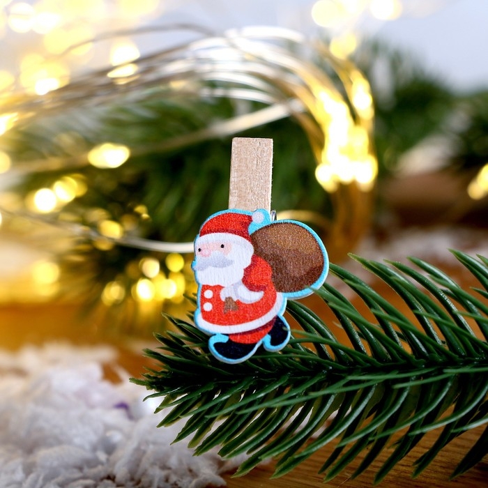 Набор декоративных прищепок "Дед Мороз" набор 10 шт.