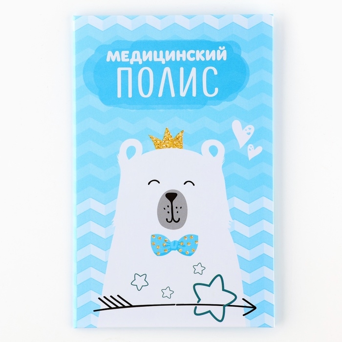 Папка для медицинского полиса "Мишка" для мальчика, 17,5 х 11,3 см