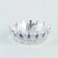 Топпер для торта &laquo;Корона&raquo;,15&times;5 см, серебряная с синими стразами