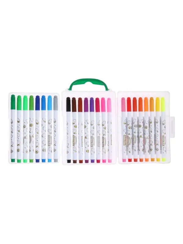 Фломастеры 24 цвета &laquo;Мышка&raquo;, в пластиковом пенале с ручкой, вентилируемый колпачок