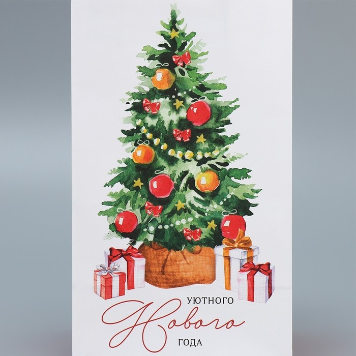 Пакет подарочный новогодний крафтовый «Уют в доме», 12 х 21 х 9 см, Новый год Пакет подарочный новогодний крафтовый «Уют в доме», 12 х 21 х 9 см, Новый год