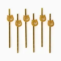 Трубочки для коктейля "Подкова" золотые, набор 6 шт.