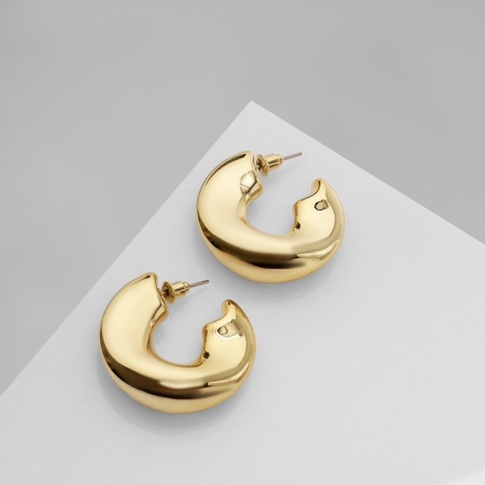 Серьги-кольца «Тренд» мятые, круг, цвет золото Серьги-кольца «Тренд» мятые, круг, цвет золото