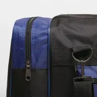 Сумка дорожная на молнии, 3 наружных кармана, длинный ремень, цвет чёрный/синий