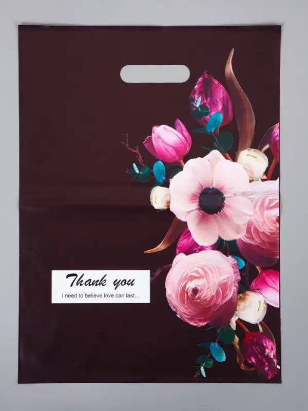 Пакет полиэтиленовый с вырубной ручкой "Букет" 30 х 40 см 60 мкм