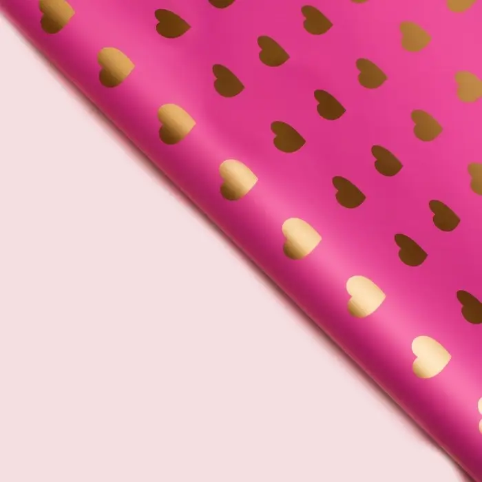 Пленка матовая «Золотые сердца», фиолетовый, 57×57 см ±5% см Пленка матовая «Золотые сердца», фиолетовый, 57×57 см ±5% см