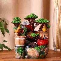 Фонтан настольный &laquo;Птички на брёвнышке у мельницы&raquo;, 12&times;16&times;27 см, с подсветкой