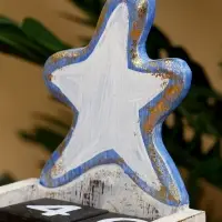 Календарь настольный «Морская звезда», 10.5×5.5×18 см, дерево, золотисто-синий
