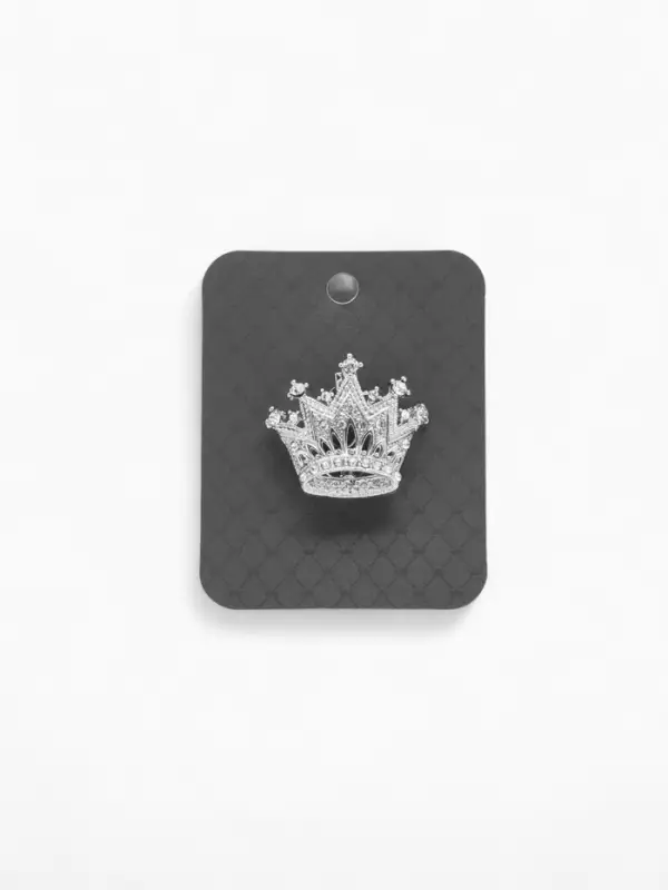 Брошь &laquo;Корона&raquo;, изыск, белая в серебре