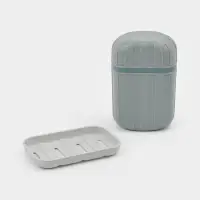 Мыльница для ванной дорожная с крышкой, серая