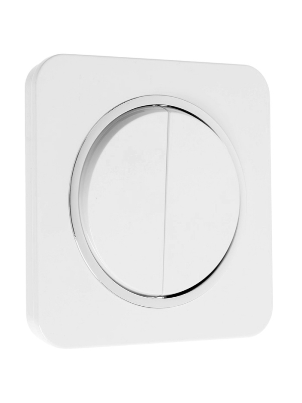 Выключатель, серия "Circular", 10 А, 2 кл., скрытый, белый, серебристая рамка
