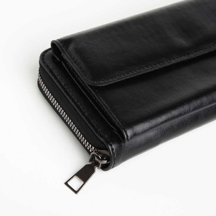 Портмоне мужское на молнии, отдел для карт, монет, цвет чёрный Портмоне мужское на молнии, отдел для карт, монет, цвет чёрный