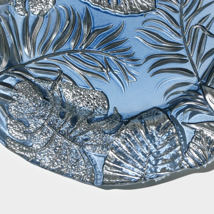 Тарелка стеклянная «Арабис», d=21,5 см, цвет голубой Тарелка стеклянная «Арабис», d=21,5 см, цвет голубой