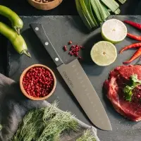 Нож кухонный сантоку Hinshitsu, нержавеющая сталь, лезвие 17.8 см, длина 29.5 см, чёрный