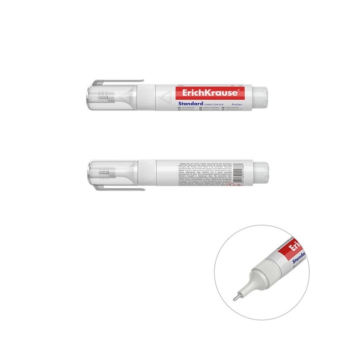 Ручка-корректор 4 мл, ErichKrause Standard, с металлическим наконечником Ручка-корректор 4 мл, ErichKrause Standard, с металлическим наконечником